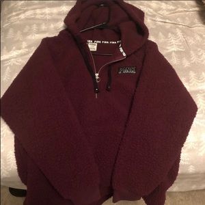 Victoria’s Secret Pink Maroon Sherpa Hoodie